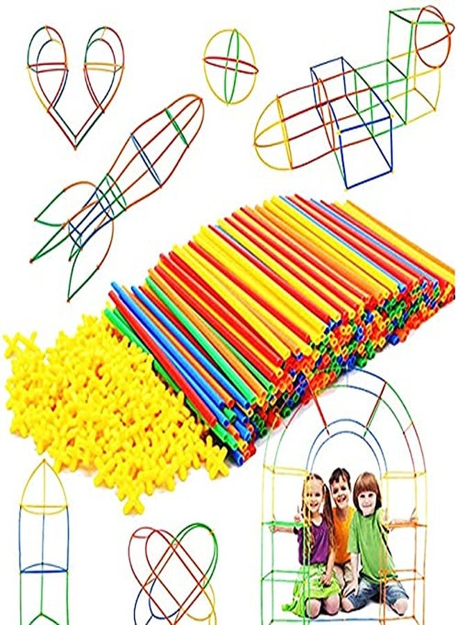 PULSBERY Straw Building Block - Assembly Colorful Straw Educational Blocks Game in Different Shapes, Educational Toys for 3-8 Years Old Kids (Random Color, 90+ Piece) - Image 1